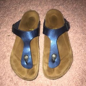 Navy Birkenstock Thong Sandals